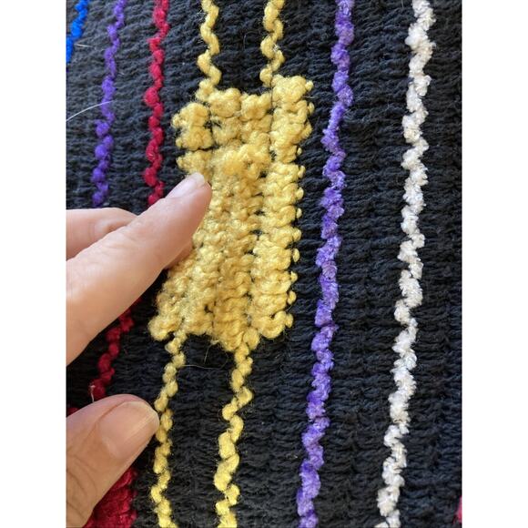 Allen Wah 3D Sweater Vtg Women’s Sz M Colorful Woven Cotton Blend Textured 80s - Picture 10 of 10